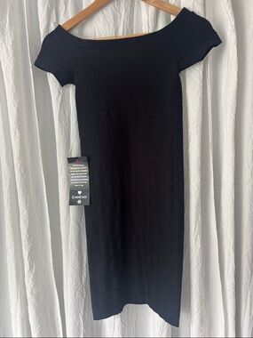 bebe Black Bandage Midi Dress with Short Sleeve Detail